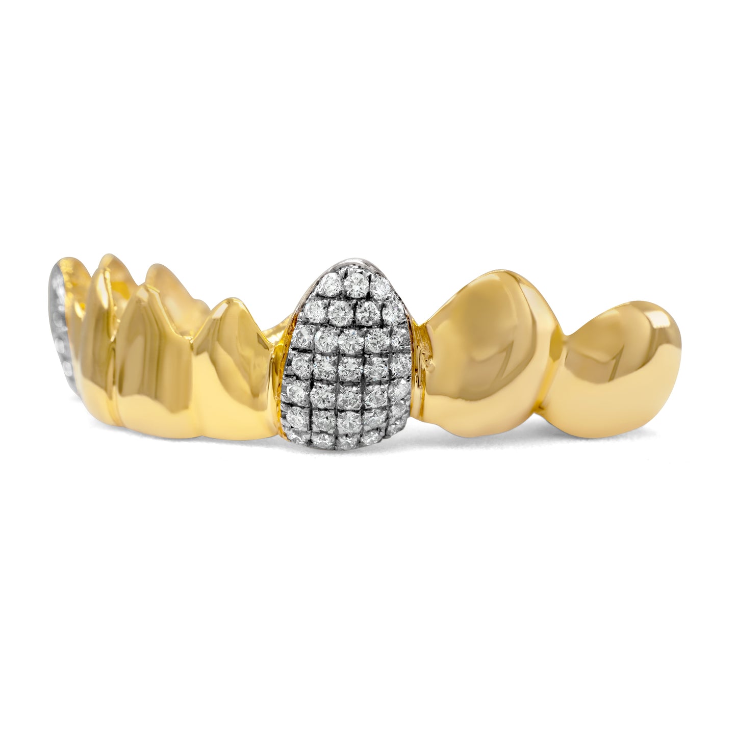 14K Yellow Gold Double Pave Tooth (Bottom) Grillz