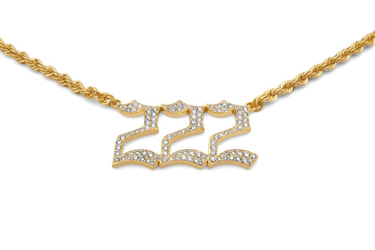 14K Yellow Gold Custom Diamond Angel Number Necklace