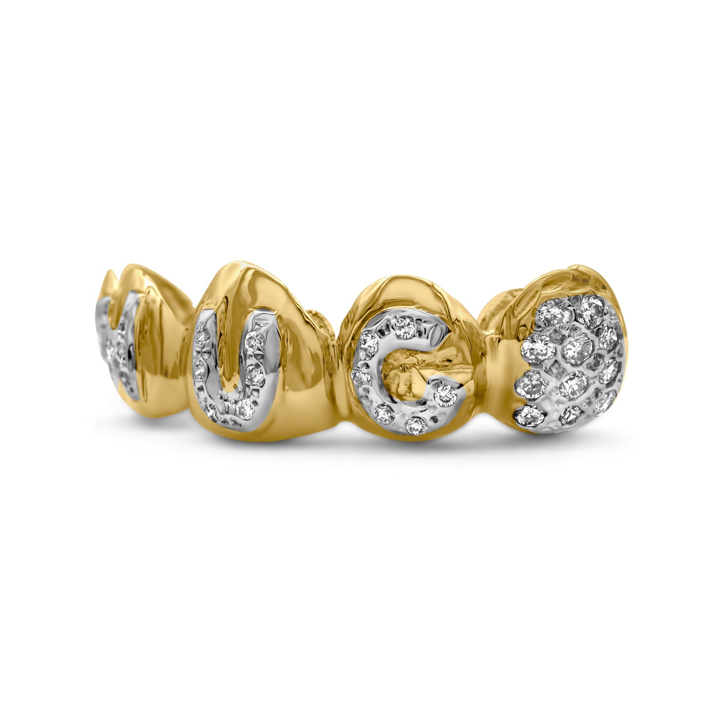 14K Yellow Gold Diamond THUG (Top) Grillz