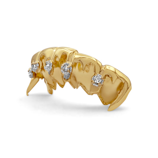 14K Yellow Gold 5-Diamond (Bottom) Grillz