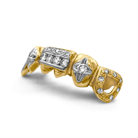14K Yellow Gold Double Diamond Bar (Bottom) Grillz