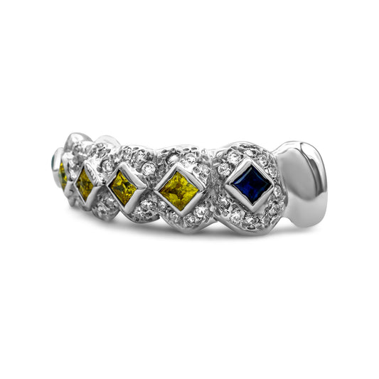14K White Gold Yellow & Blue (Bottom) Grillz