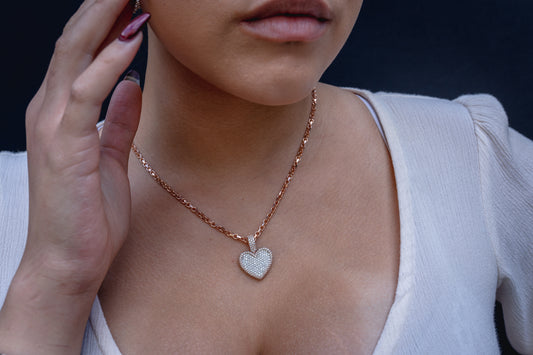 14K Rose & White Gold Diamond Heart Pendant 2.14 ctw