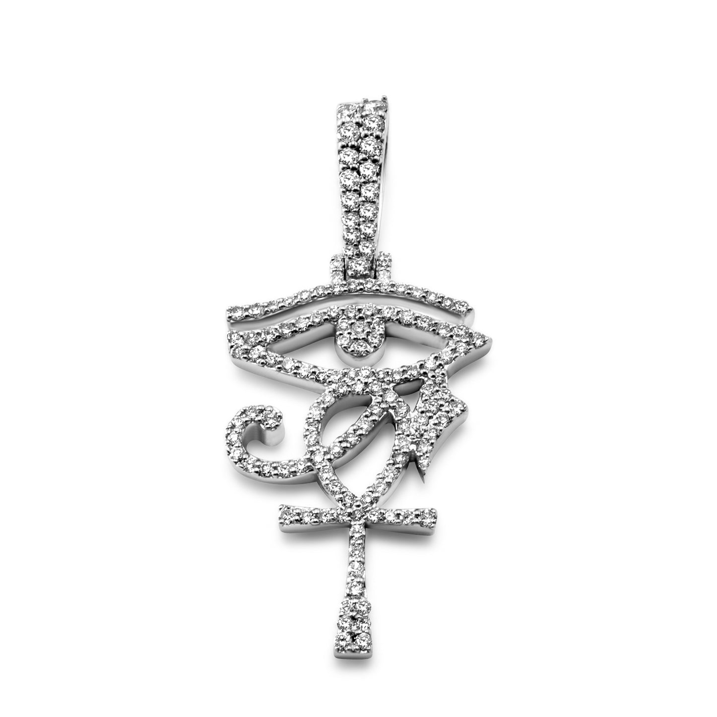 14k Eye of Horus Ankh Diamond Pendant 0.64 ctw