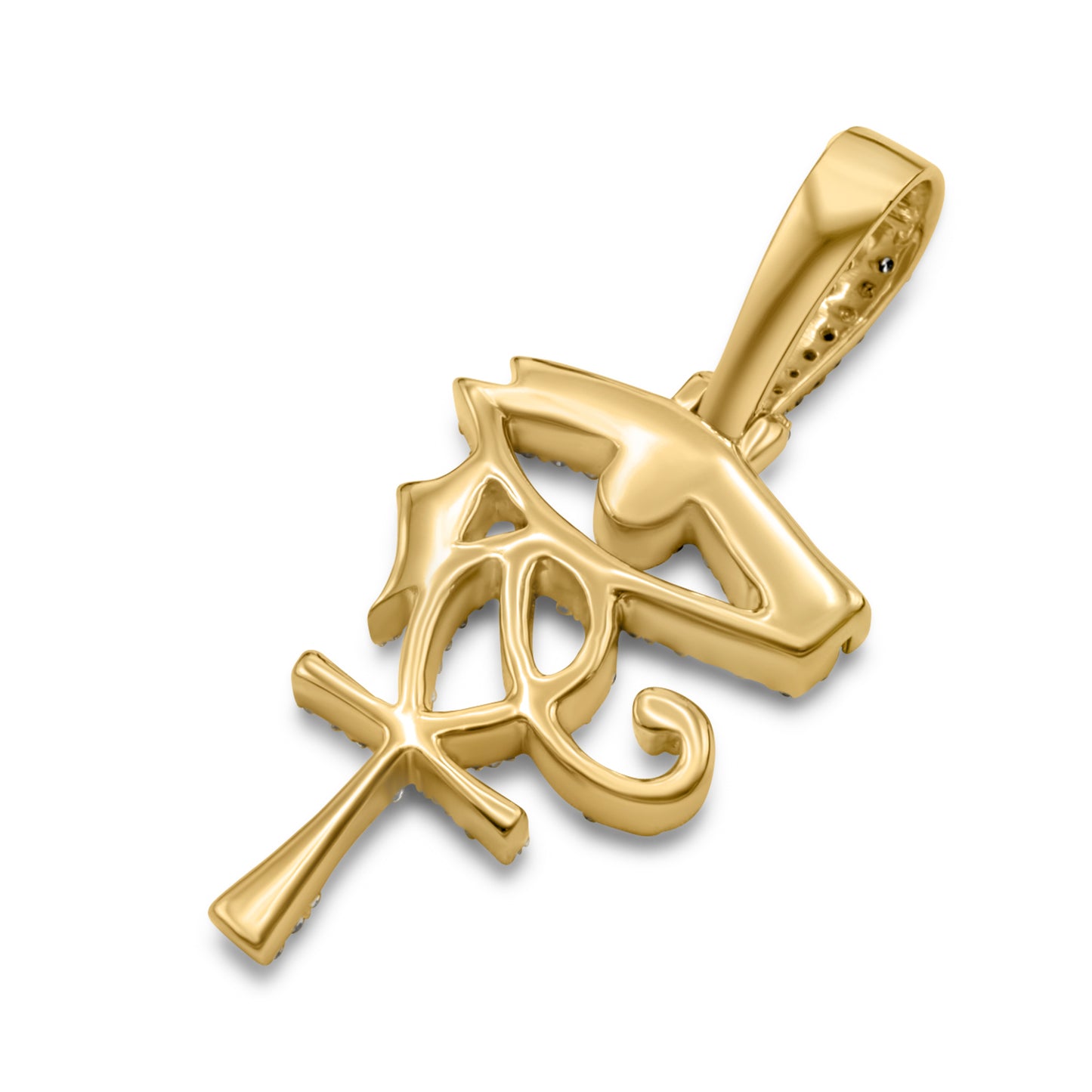 14k Eye of Horus Ankh Diamond Pendant 0.64 ctw