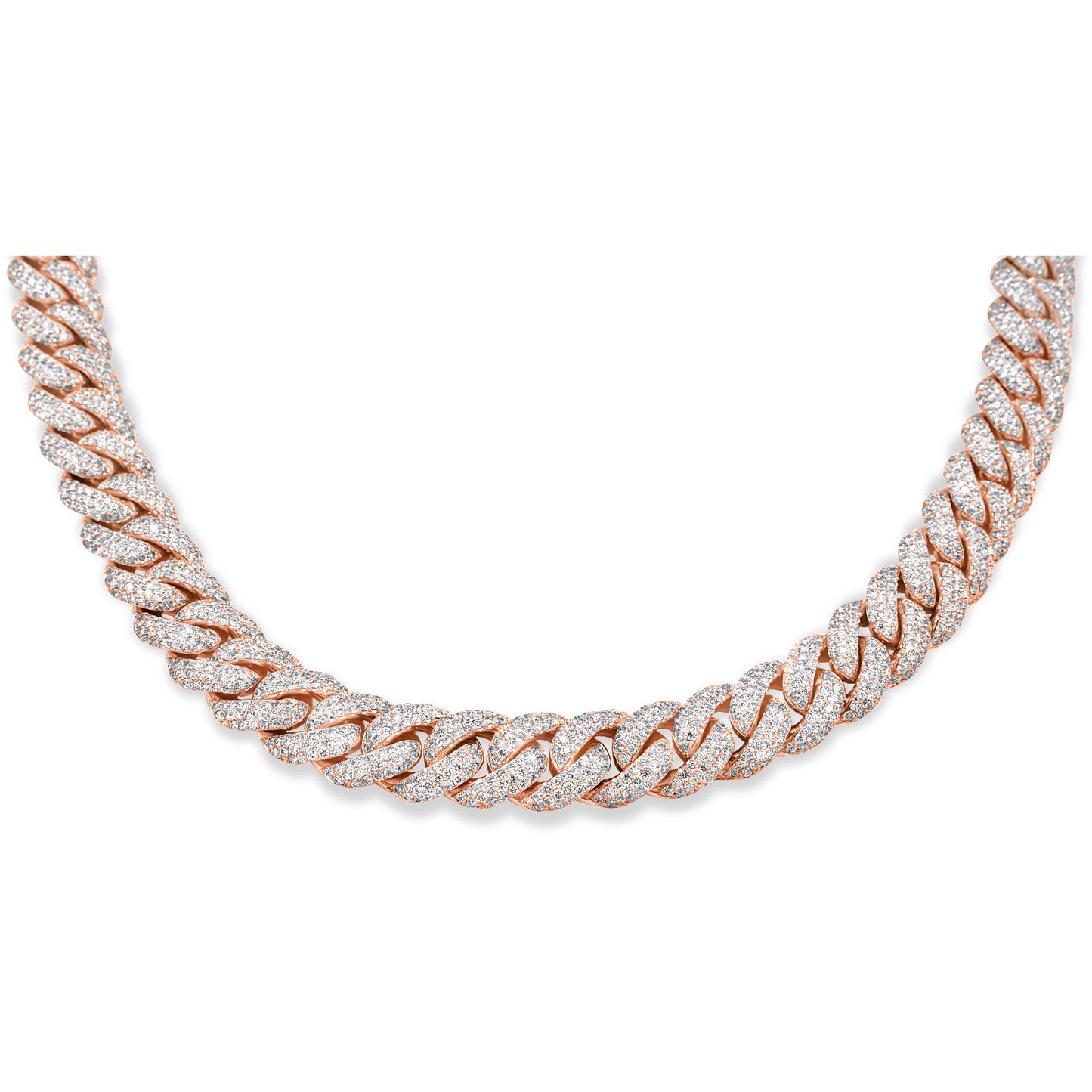 14k Rose Gold Diamond Cuban Chain 32.00ctw