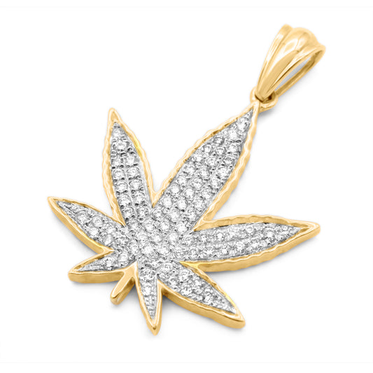 10k Solid Gold Zaza Leaf Diamond Pendant 0.49ctw