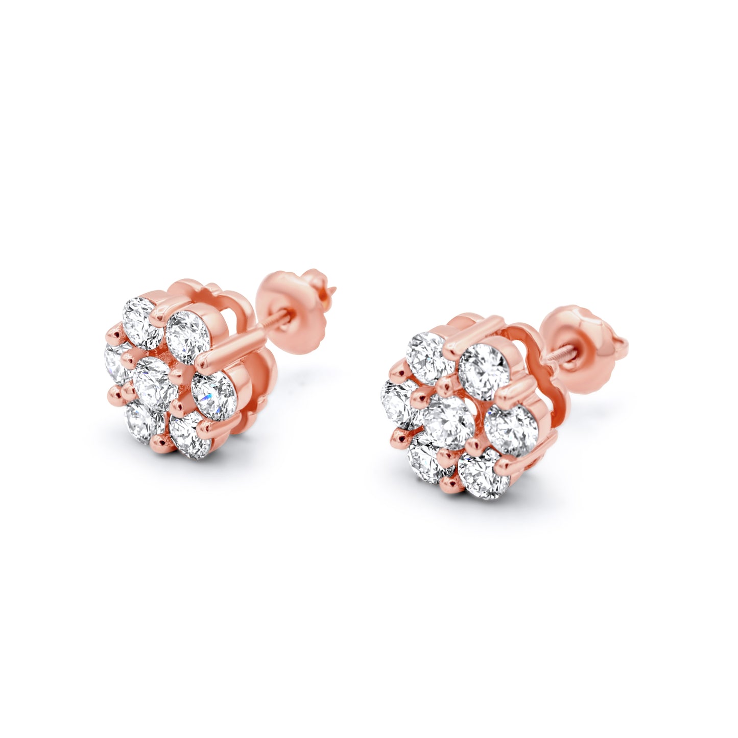 14k Gold Diamond Cluster Earrings 1.95ctw