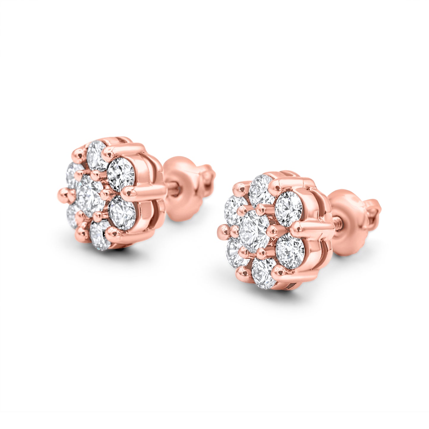 14k Gold Diamond Cluster Earrings 1.95ctw
