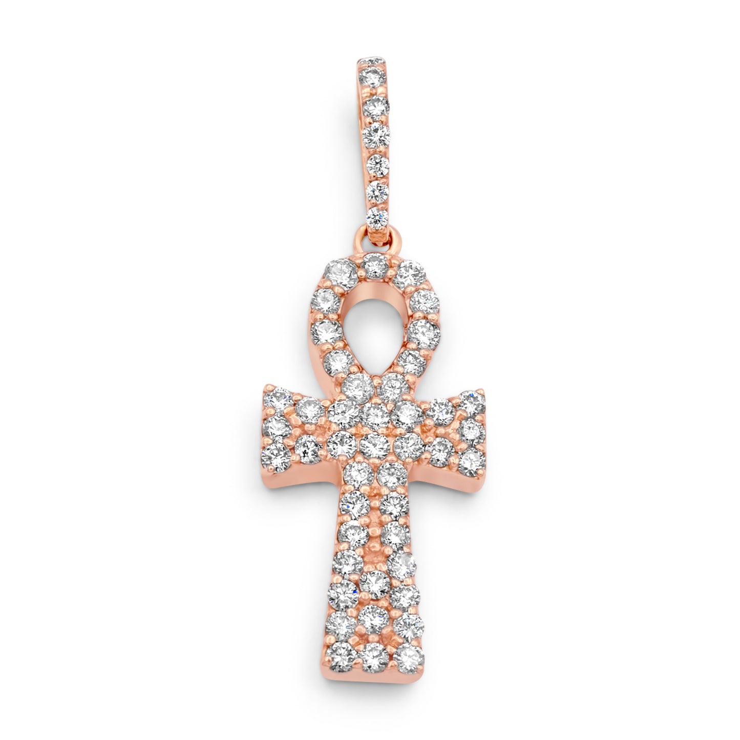 14k Rose Gold Diamond Ankh 2.30ctw
