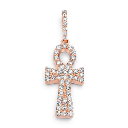 14k Rose Gold Diamond Ankh 2.30ctw