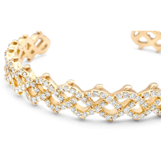 14k Yellow Gold Thorn Cuff Bangle 4.20ctw