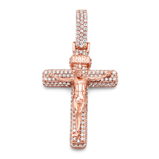 14k Rose Gold Cross Pendant 3.37ctw