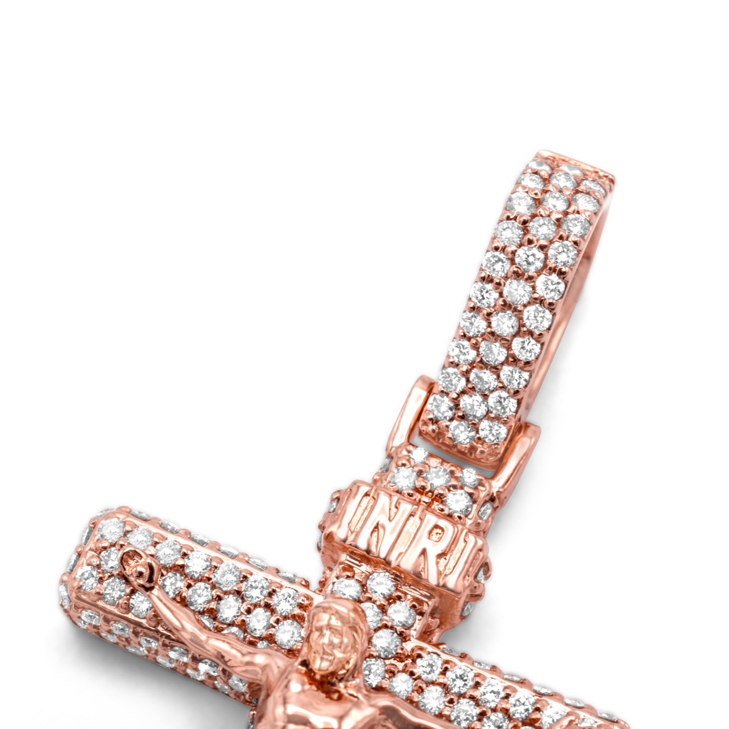 14k Rose Gold Cross Pendant 3.37ctw