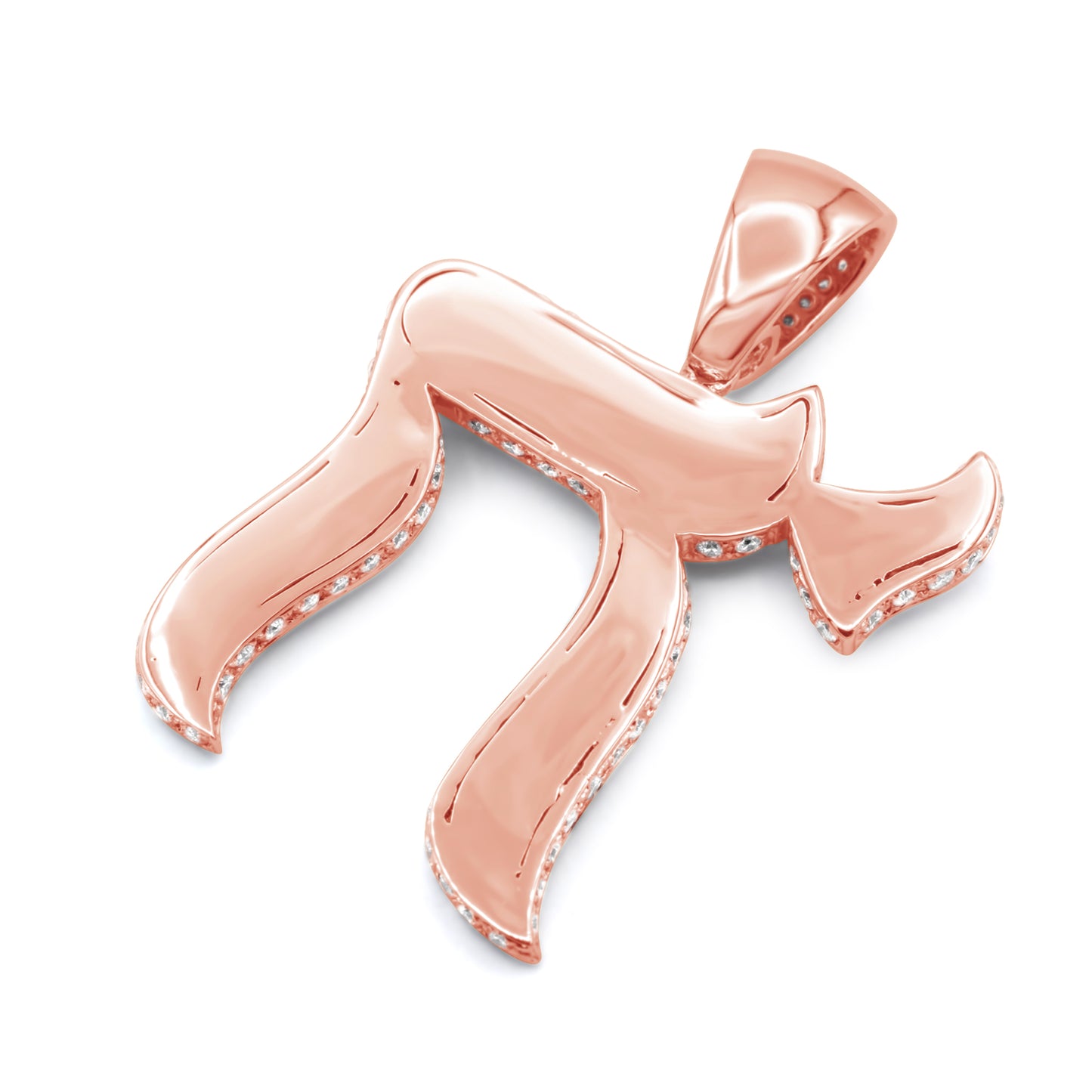 14k Solid Gold Diamond Chai Pendant 2.33ctw