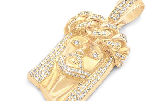 14k Solid Gold Diamond Jesus Head 3.25ctw