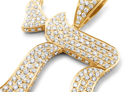 14k Solid Gold Diamond Chai Pendant 2.33ctw