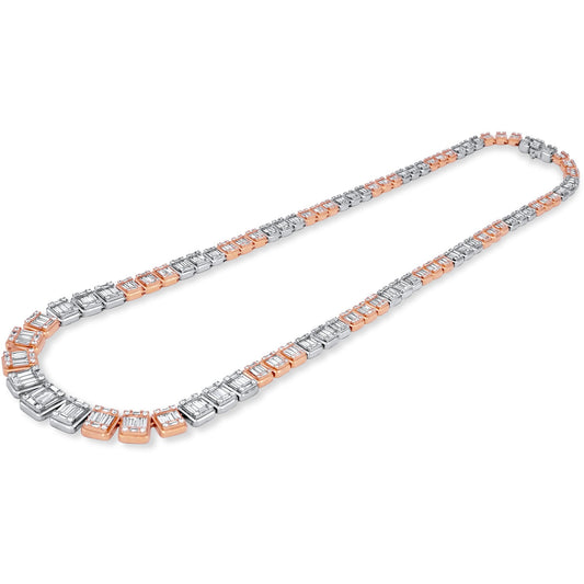 14k Two-Tone Diamond Chain, Baguette Tennis Link 15.47ctw