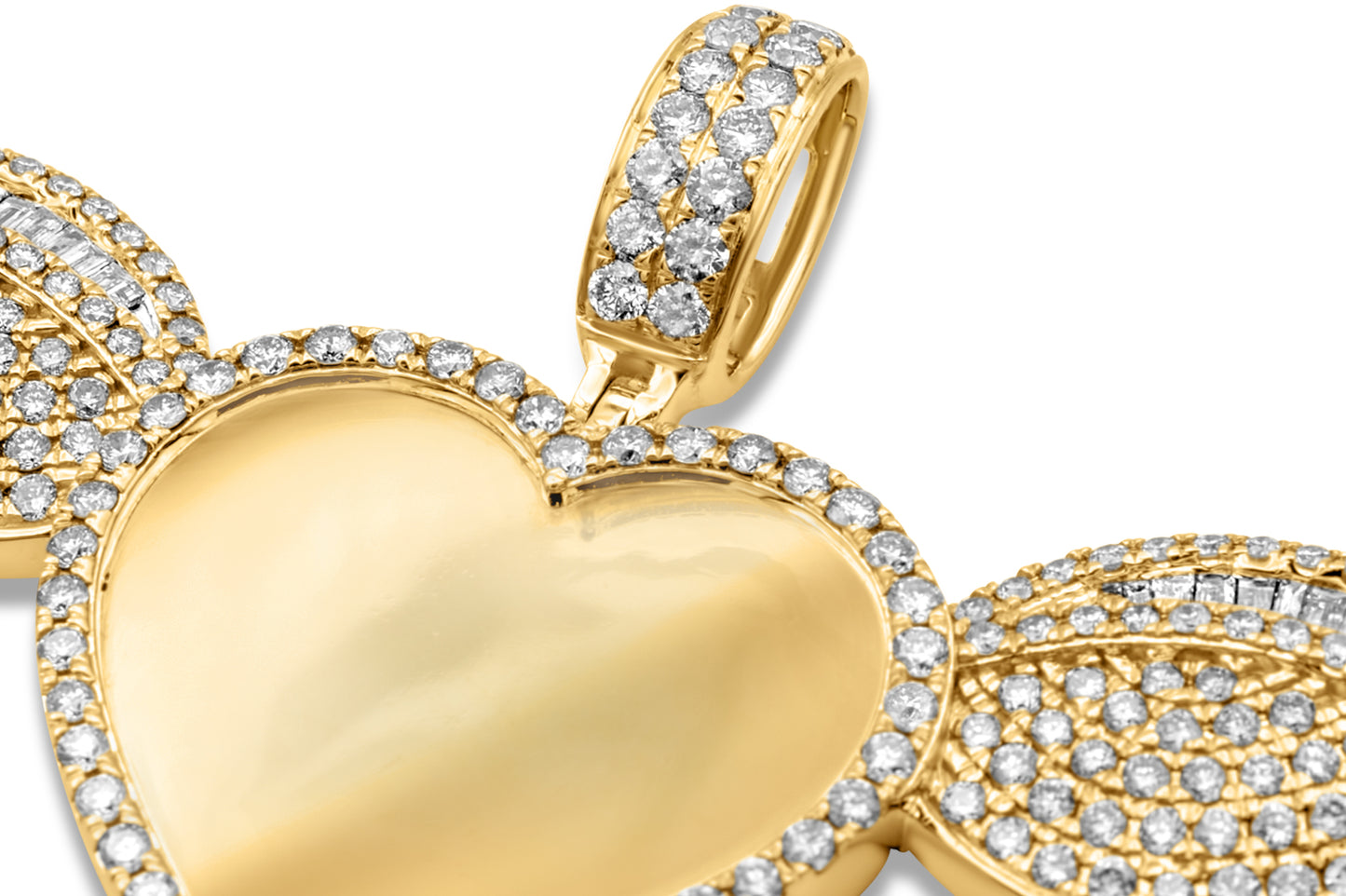 14k Solid Gold Custom Diamond Heart Wing Picture Pendant 3.84ctw
