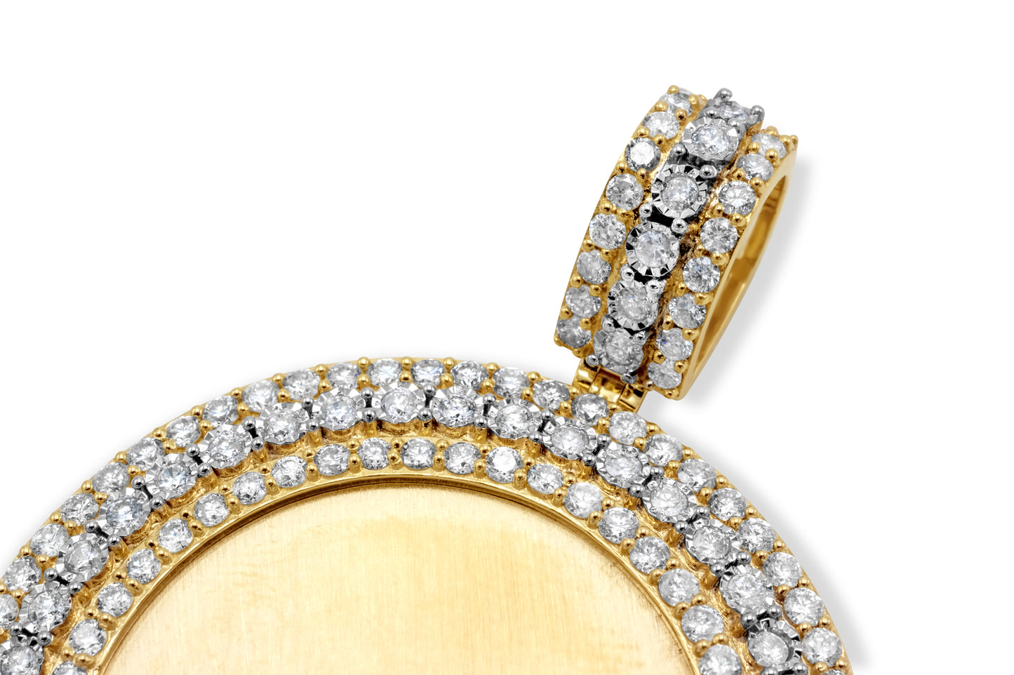 14k Yellow Gold Custom Diamond Picture Pendant 4.16ctw