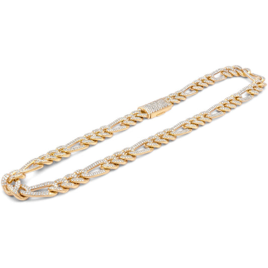 14k Yellow Gold Diamond Chain, Figaro Link 17.00ctw