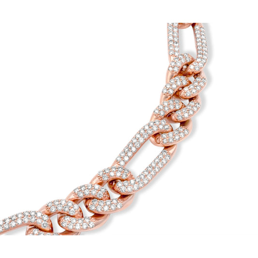 14k Rose Gold Diamond Chain, Figaro Link 18.60ctw