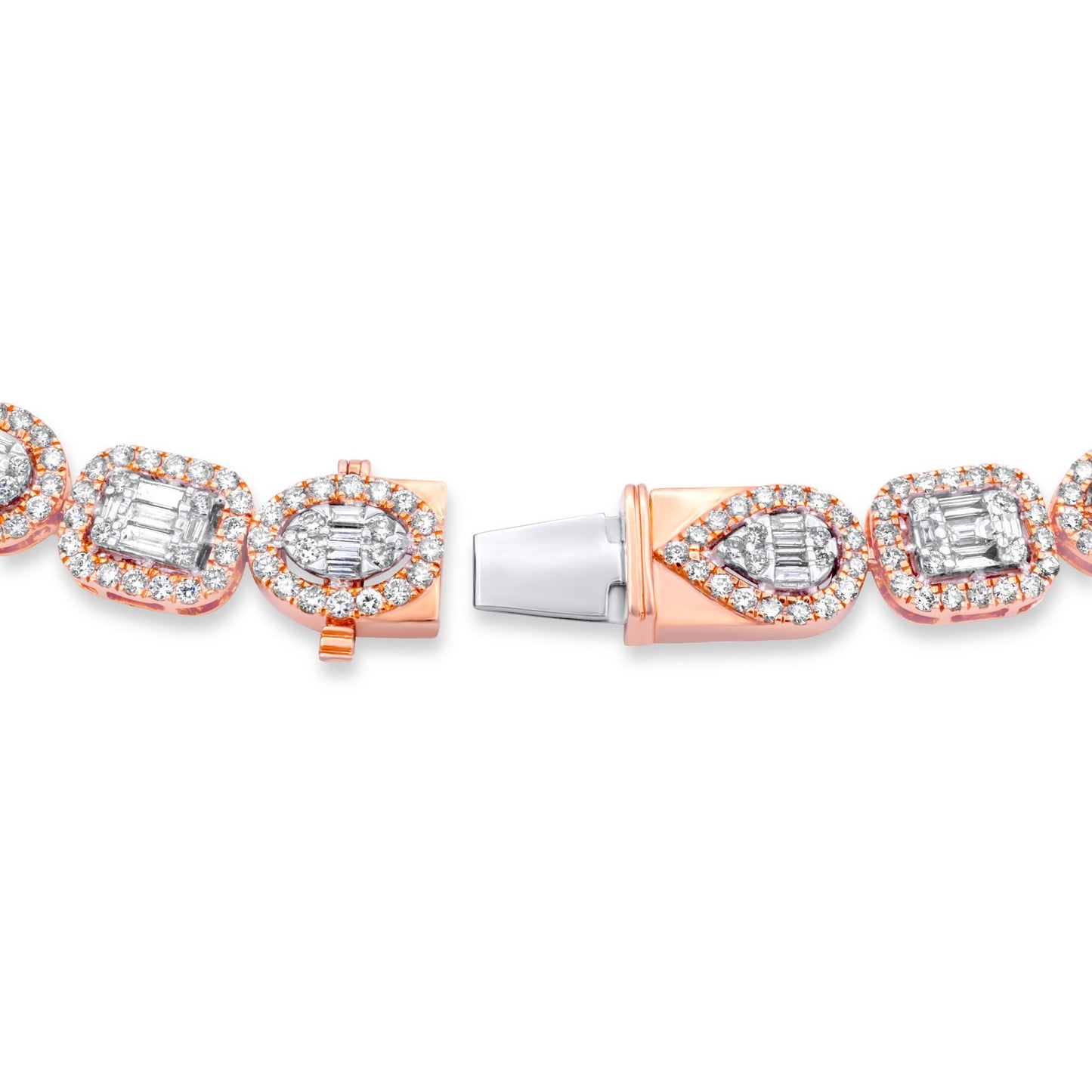 14k Rose/White Gold Fancy Shape Baguette Chain 12.91ctw