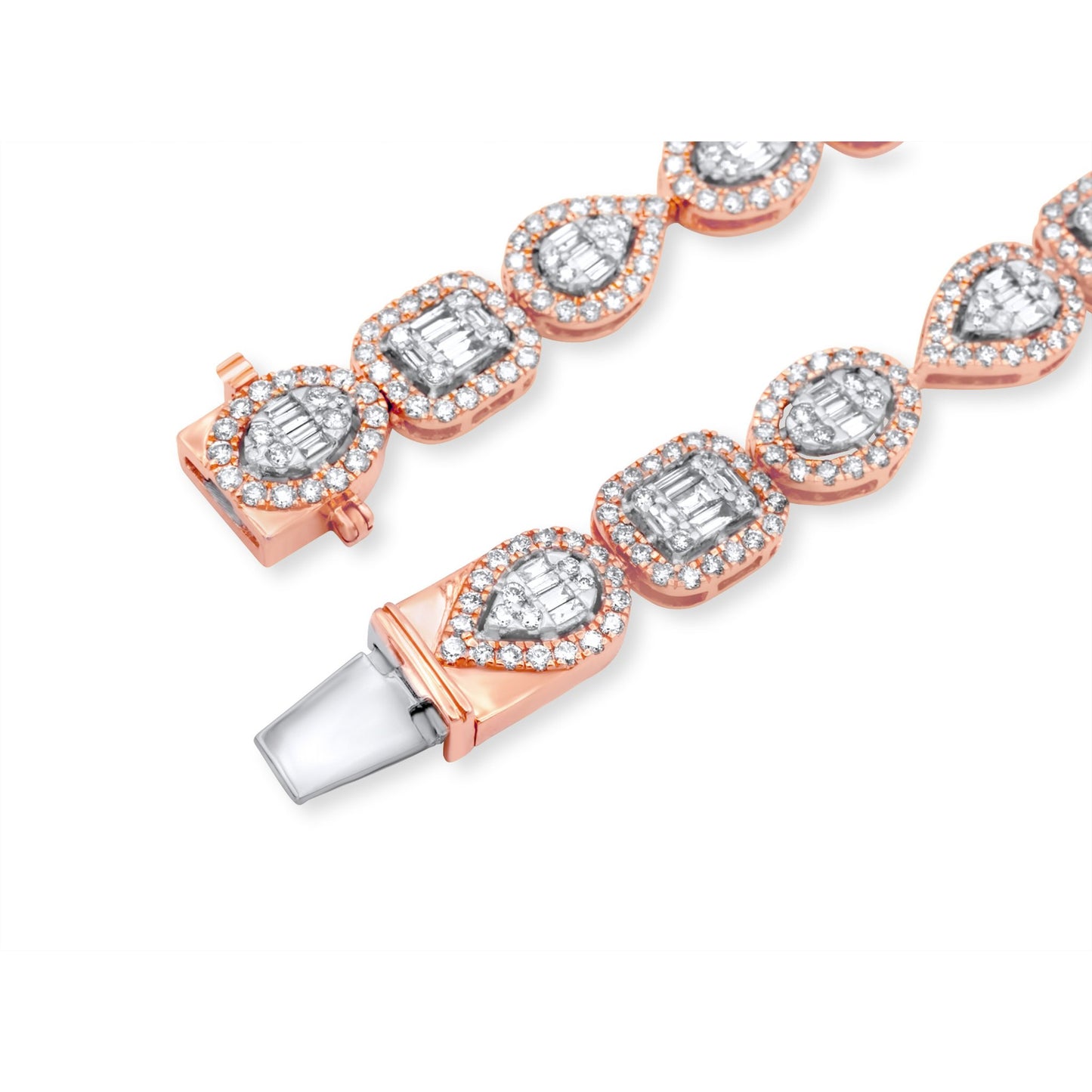 14k Rose/White Gold Fancy Shape Baguette Chain 12.91ctw