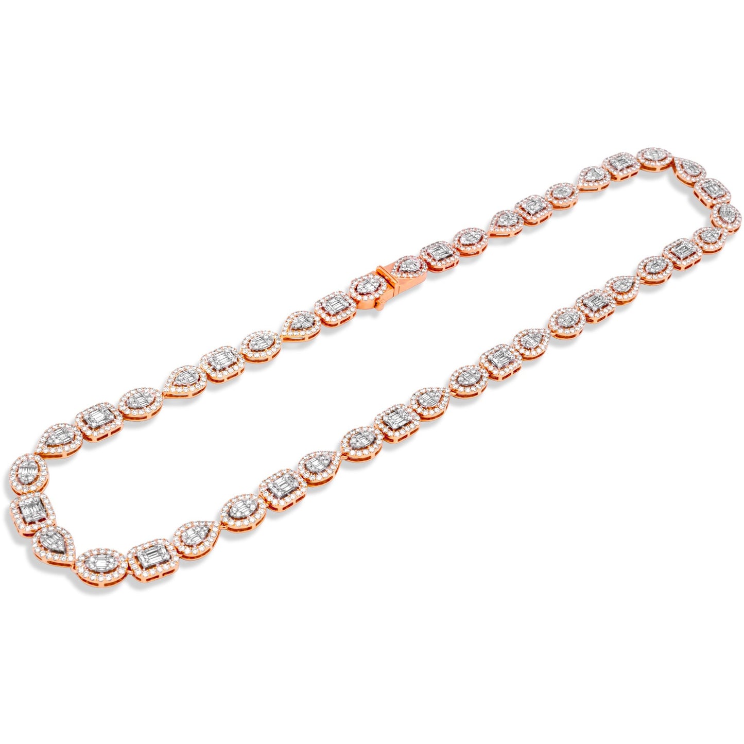 14k Rose/White Gold Fancy Shape Baguette Chain 12.91ctw