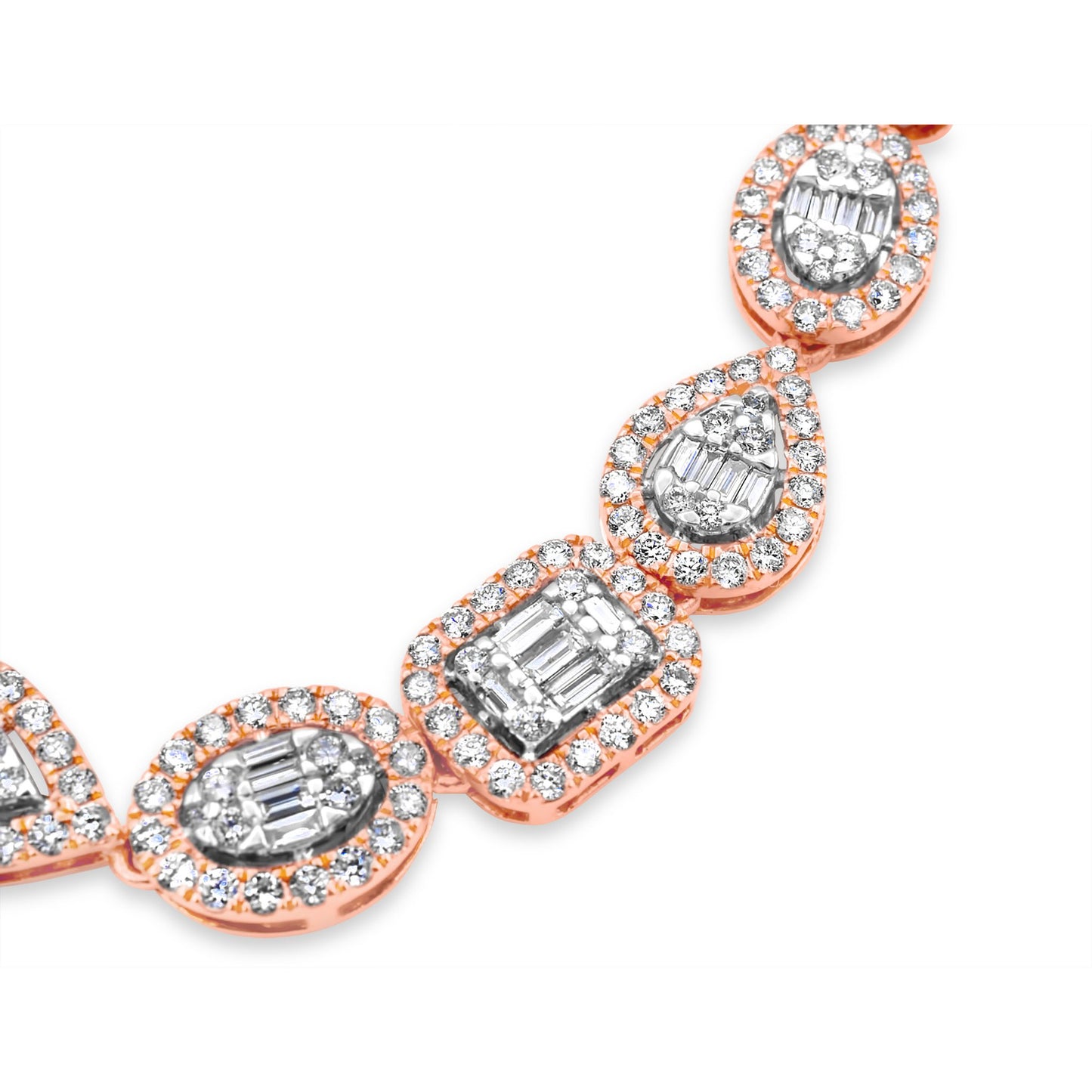 14k Rose/White Gold Fancy Shape Baguette Chain 12.91ctw
