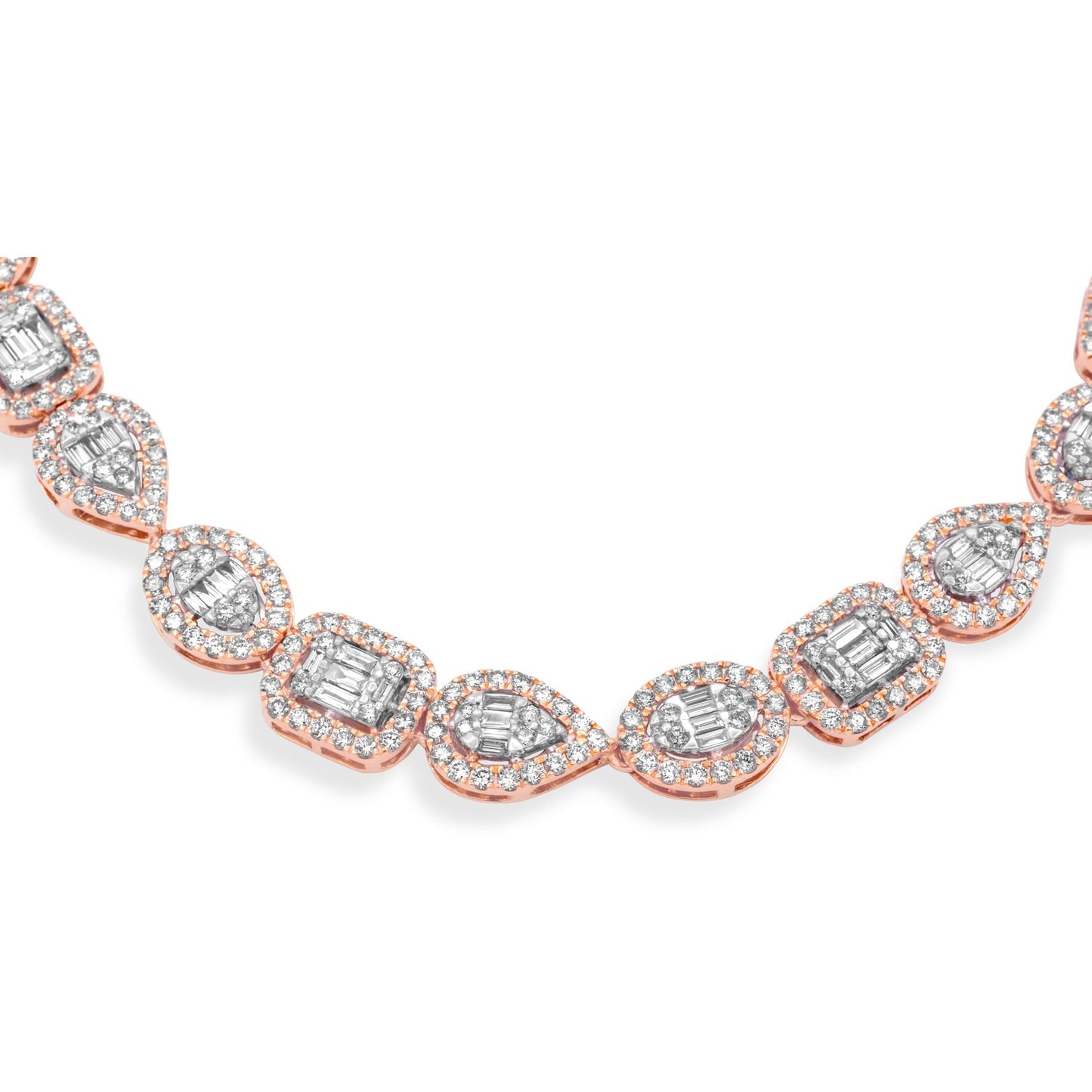 14k Rose/White Gold Fancy Shape Baguette Chain 12.91ctw