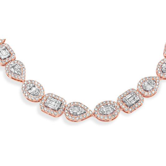 14k Rose/White Gold Fancy Shape Baguette Chain 12.91ctw