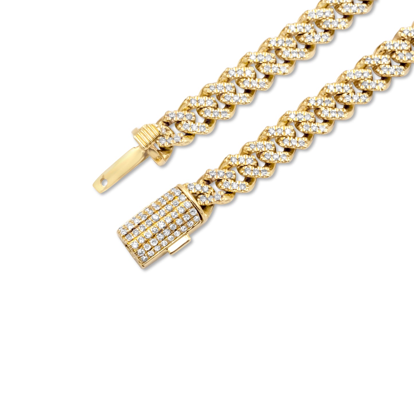 10K Yellow Gold Diamond Chain Miami Cuban Link 6mm 3.65 ctw (Single-row Diamonds)