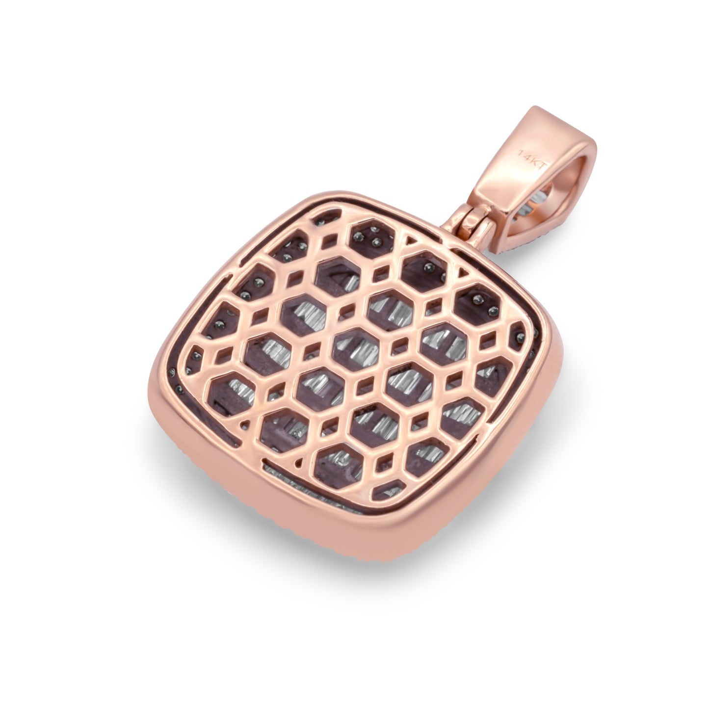 14k Rose Gold Baguette Diamond Dog Tag Pendant