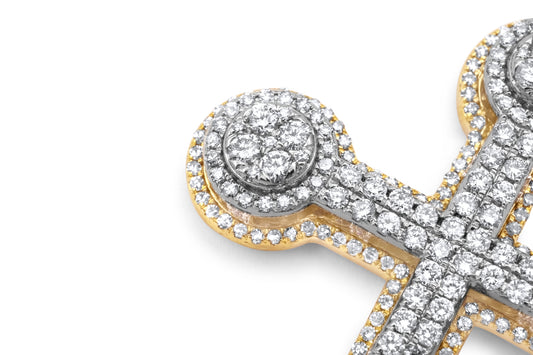 14k Two-Tone Gold 3D Diamond Cross 3.99ctw