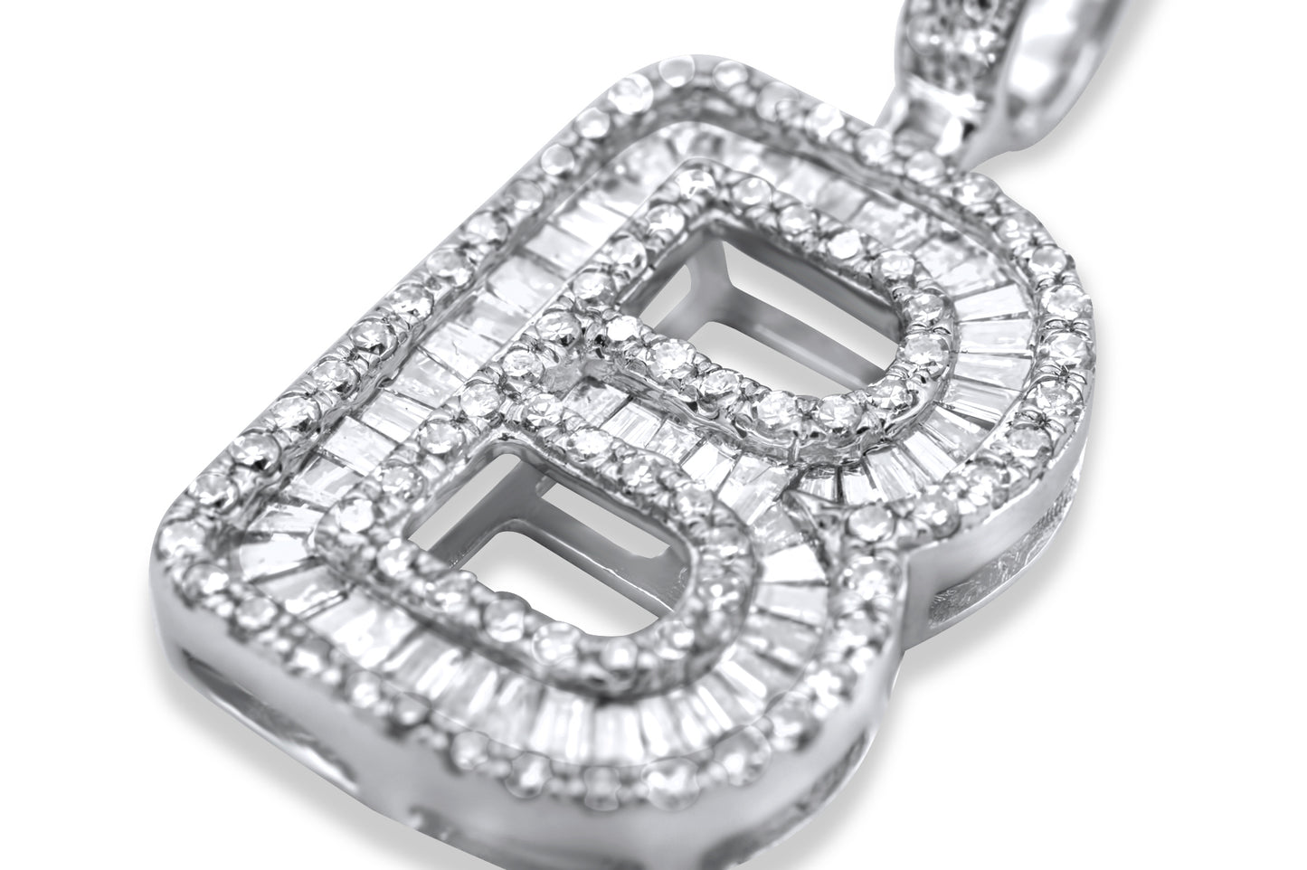 14k Yellow Gold Letter B Pendant .84ctw