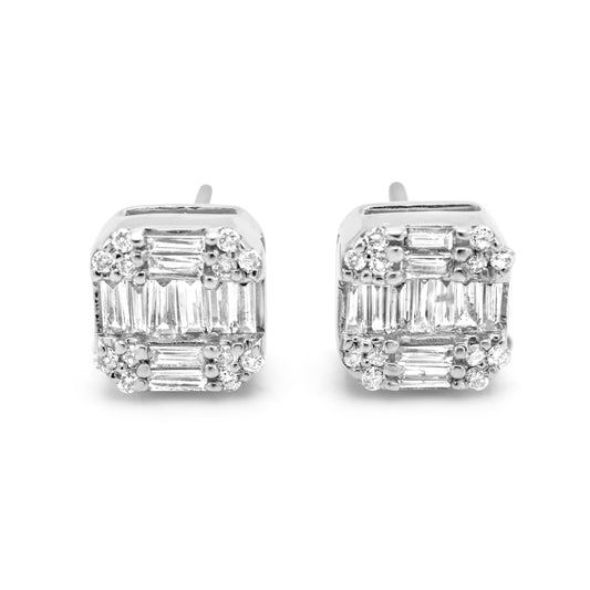 14k White Gold Diamond Baguette Earrings 0.25ctw