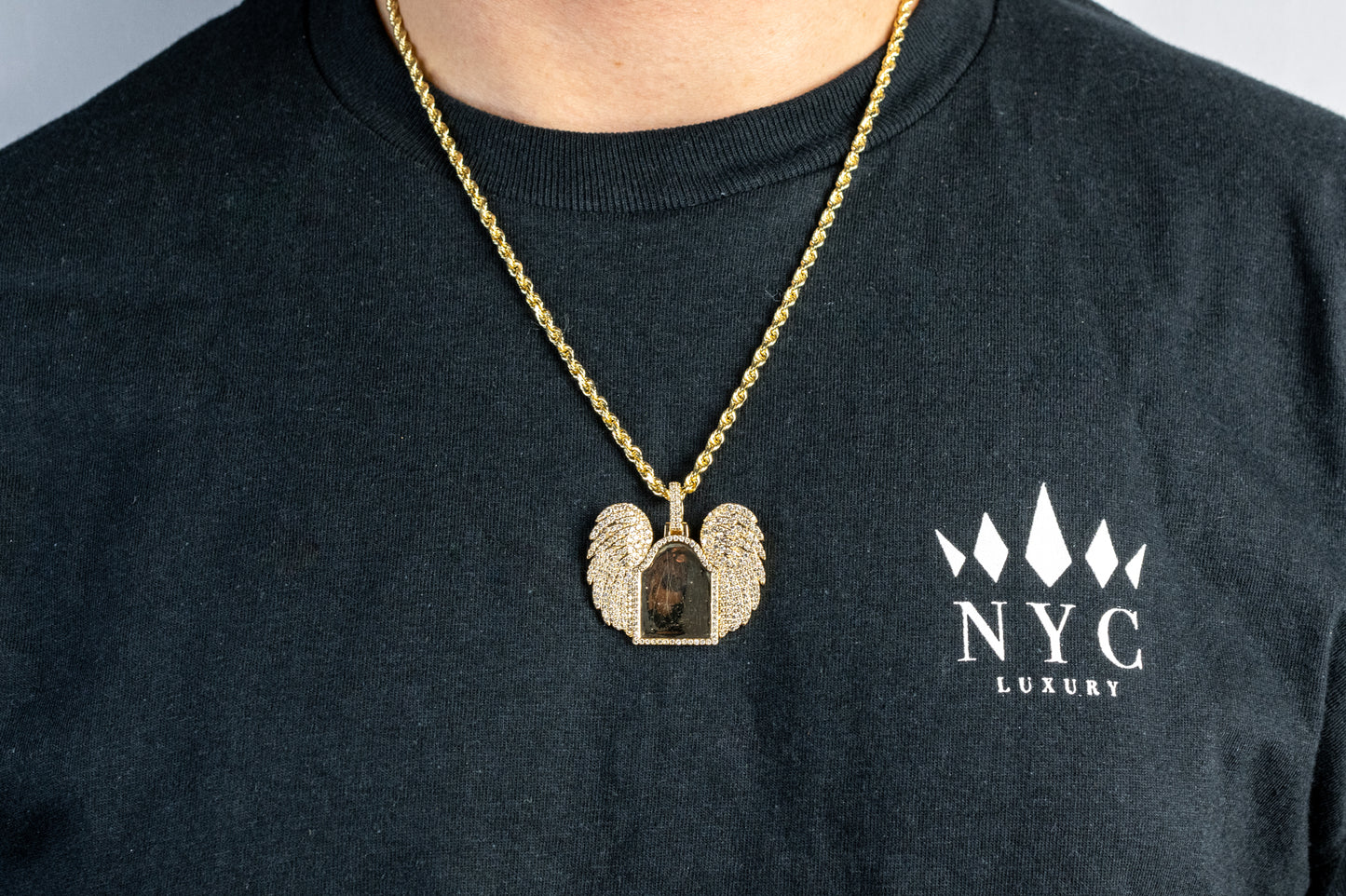 10K Yellow Gold Tombstone Custom Diamond Picture Pendant 2.30 ctw