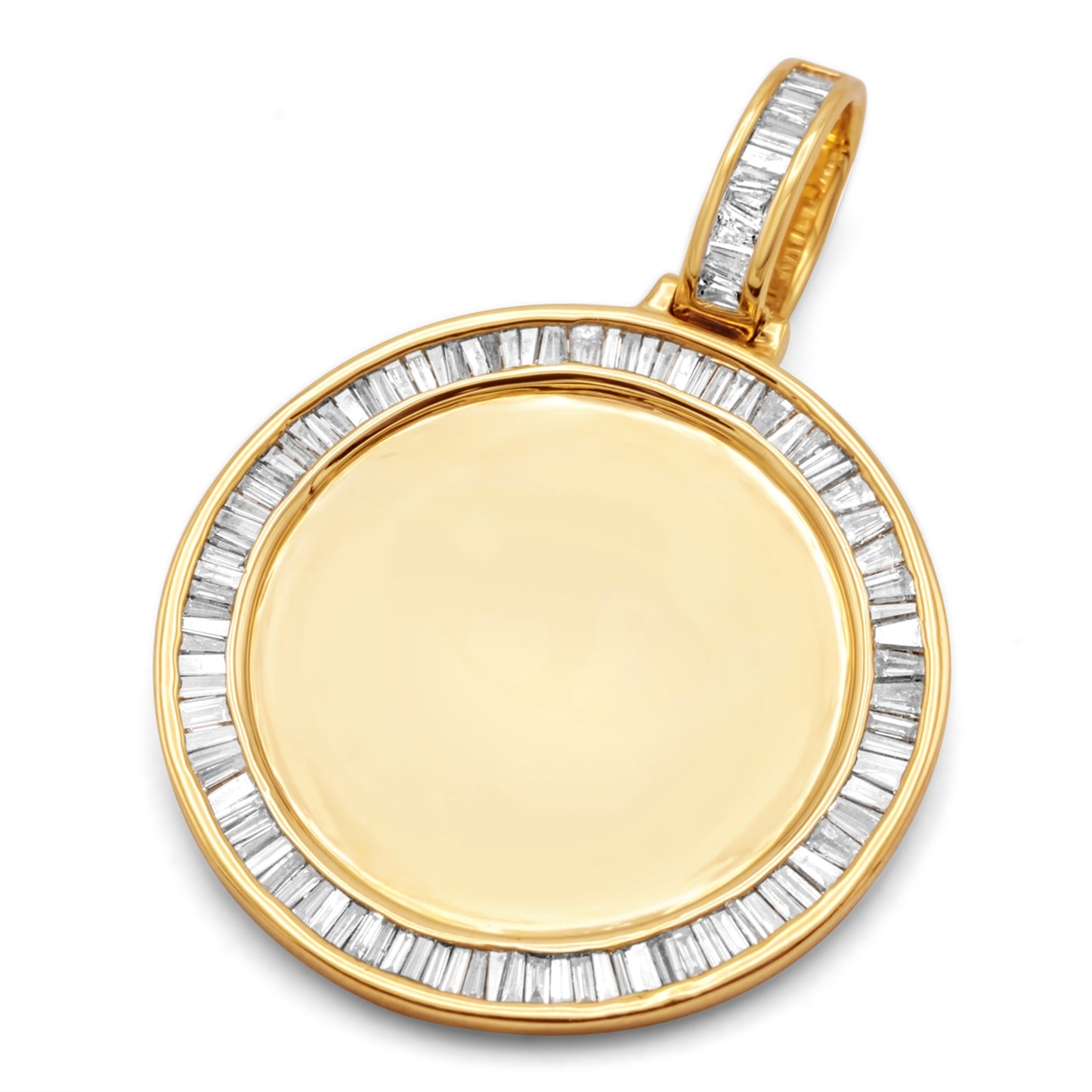 10K Yellow Gold Custom Diamond Baguette Picture Pendant 1.38ctw