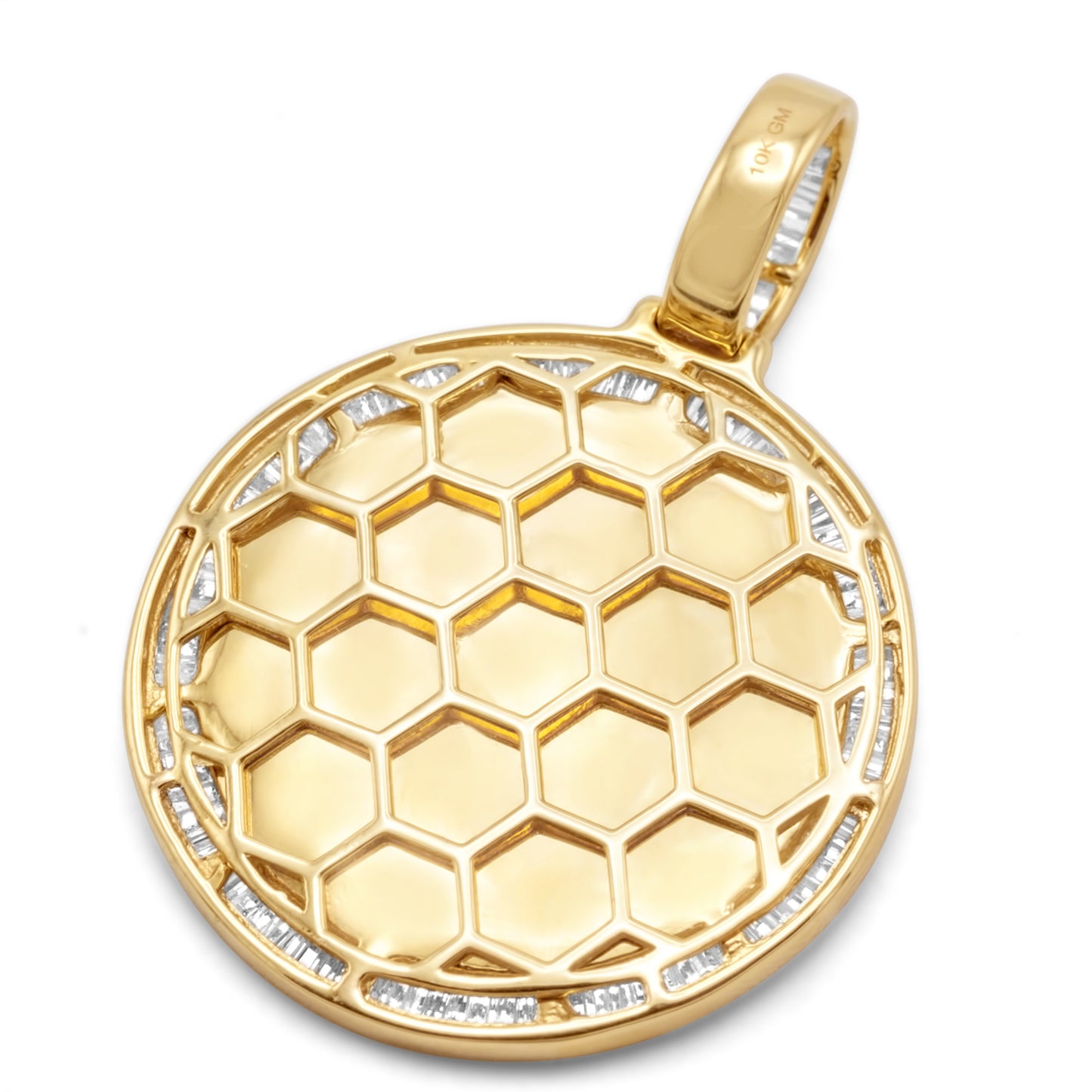 10K Yellow Gold Custom Diamond Baguette Picture Pendant 1.38ctw
