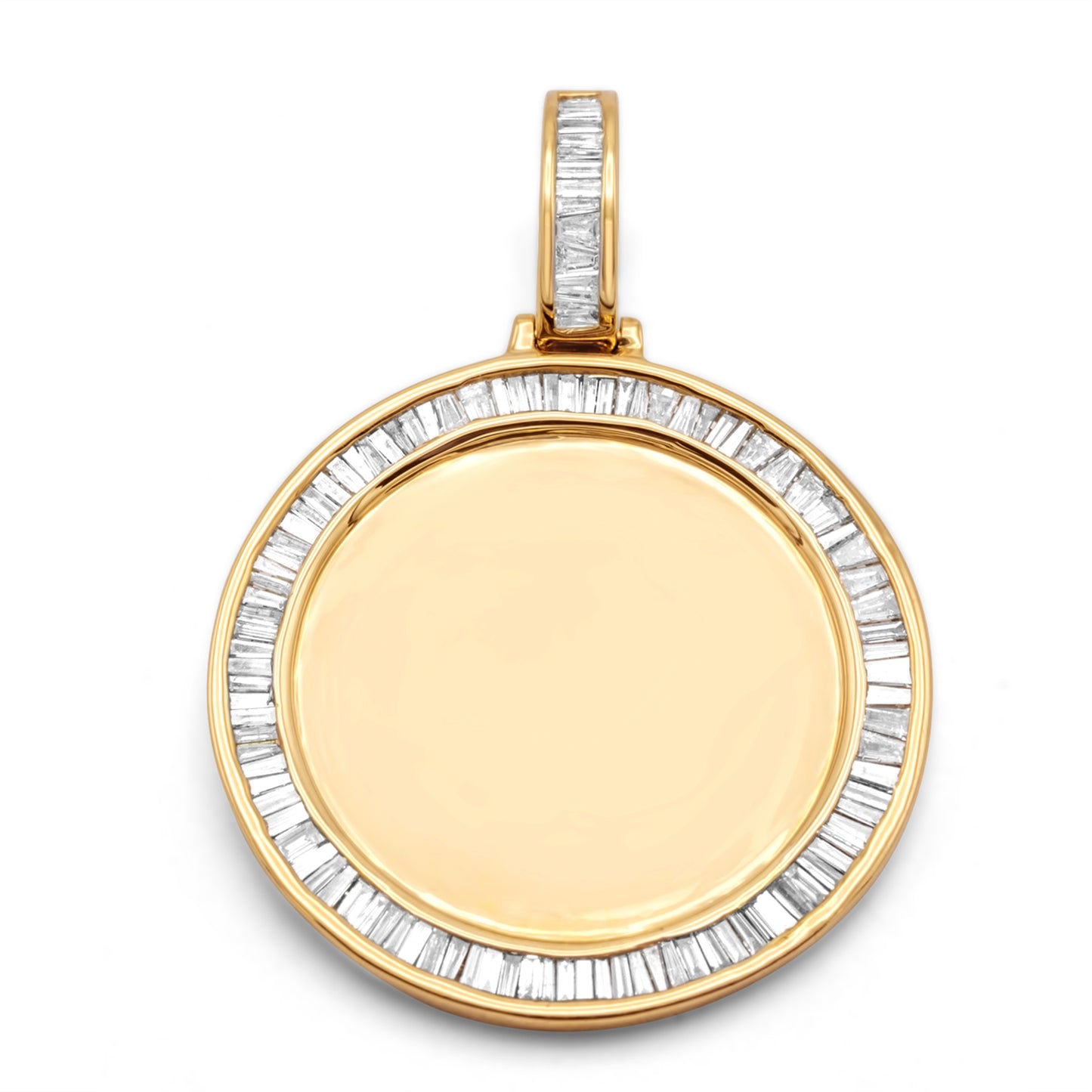 10K Yellow Gold Custom Diamond Baguette Picture Pendant 1.38ctw