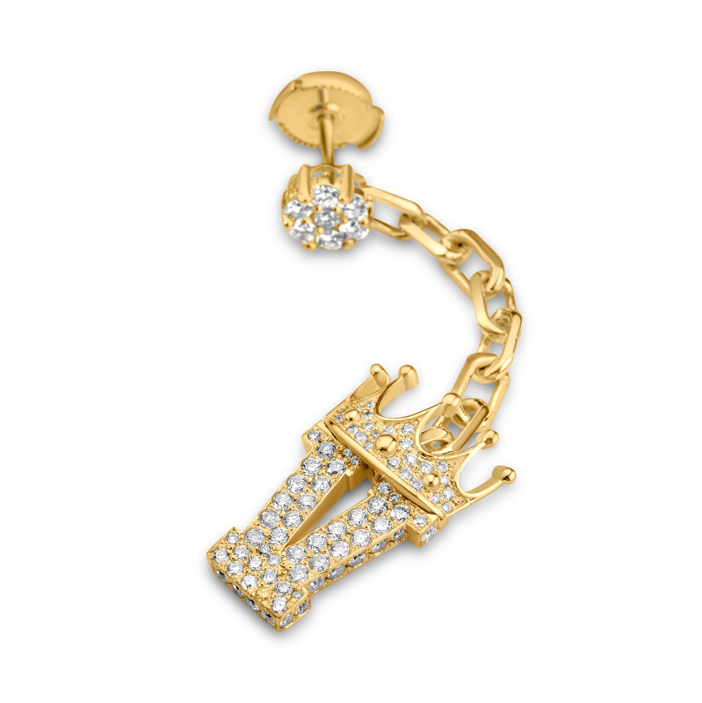 14K Yellow Gold Diamond Customizable Dangle Earring 2.00 CTW