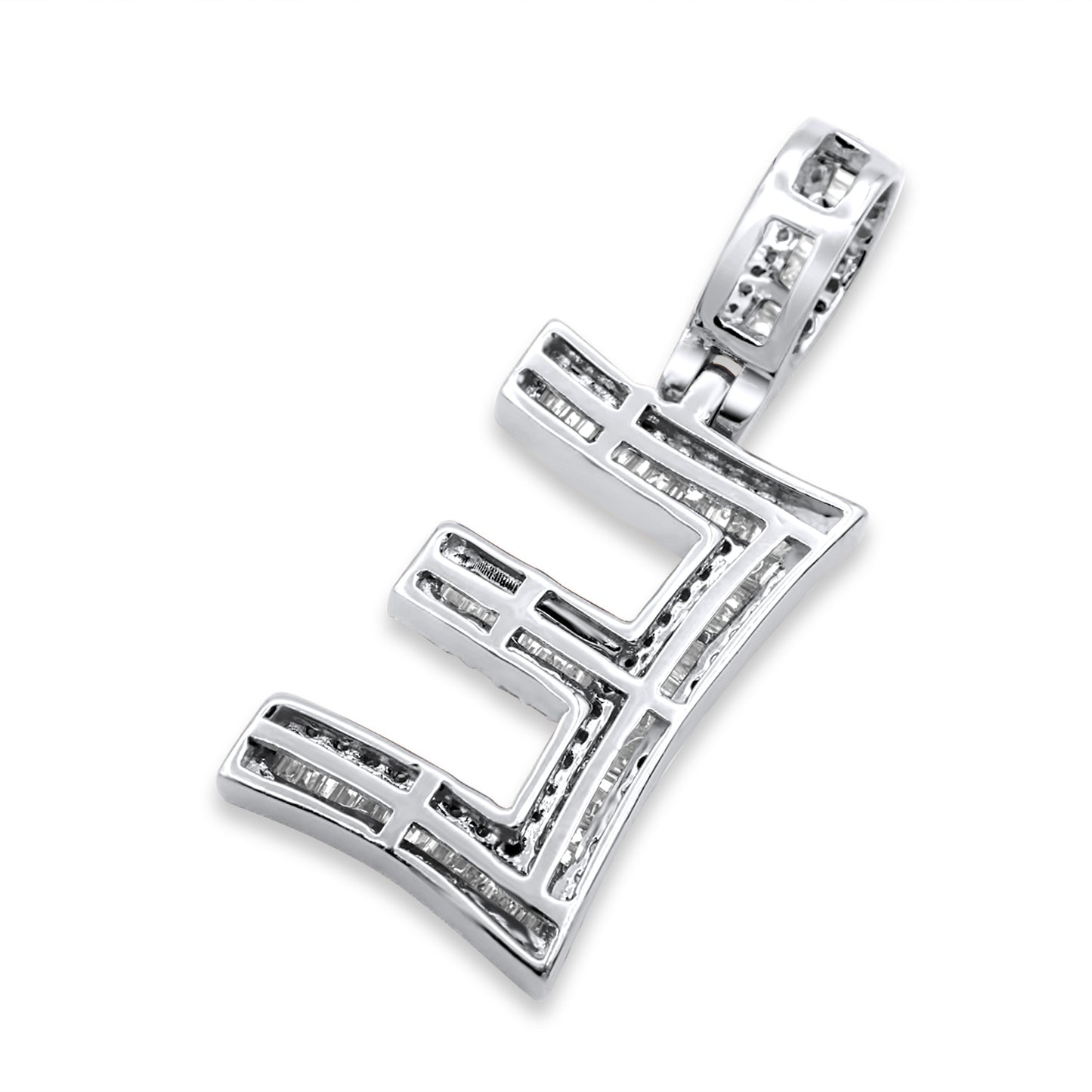 14K White Gold Letter E Pendant 0.68ctw