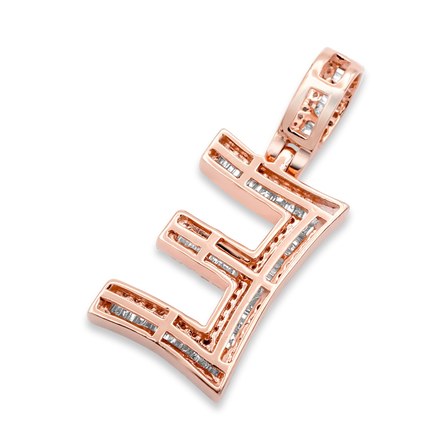 14K Rose Gold Letter E Pendant 0.68ctw