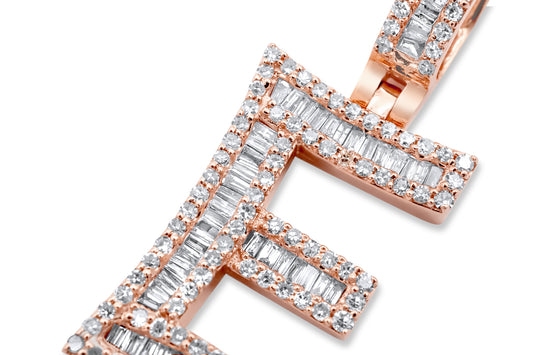 14K Rose Gold Letter E Pendant 0.68ctw