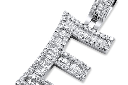 14K White Gold Letter E Pendant 0.68ctw