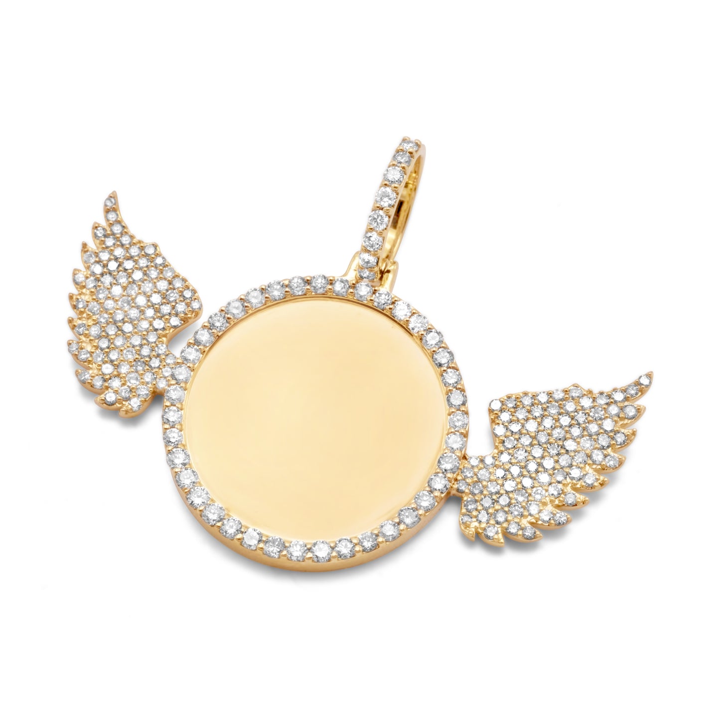 10K Yellow Gold Wings Custom Diamond Picture Pendant 2.05ctw