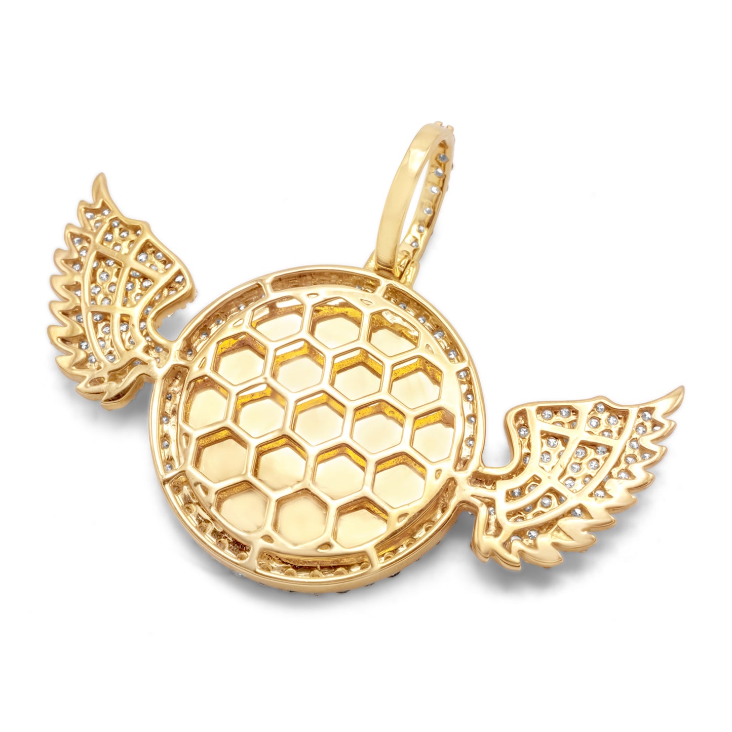 10K Yellow Gold Wings Custom Diamond Picture Pendant 2.05ctw