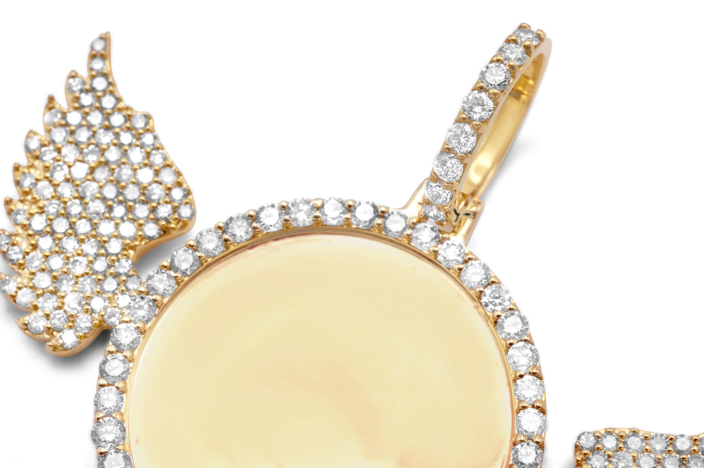 10K Yellow Gold Wings Custom Diamond Picture Pendant 2.05ctw