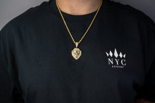 10k Yellow Gold Lion Head Diamond Pendant 1.19 ctw